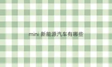 mini 新能源汽车有哪些